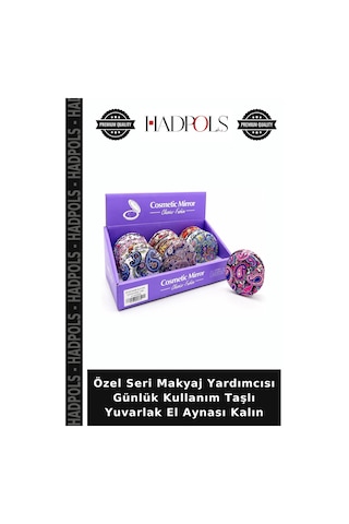 Özel Seri Makyaj Yardımcısı Günlük Kullanım Taşlı Yuvarlak El Aynası Kalın Çok Renkli