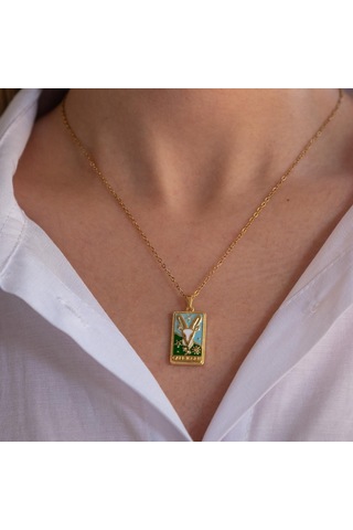 Çelik Kolye, Altın Kaplama Oğlak Burcu Kadın Kolyek-134 Altın