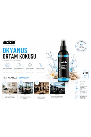 Edde Okyanus Kokulu Ferah Kalıcı Araba Araç Oto Kokusu Araç Içi Kokuları 250 Ml Oto Parfümü Oto Detailing 250ml