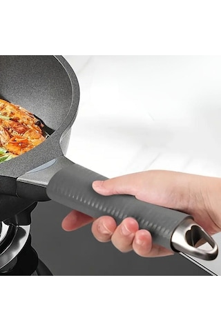 Isıya Dayanıklı Silikon Kauçuk Tencere,kapı Tutma Kılıfı Kendinden Küçülen,her Sapa Uyumlu Tava Kulp Yalıtımı 12-15 Cm Açık Gri