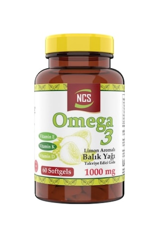 Doğal Limon Aromalı Omega 3 Balık Yağı 1000 Mg 60 Yumuşak Kapsül