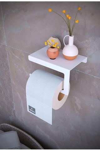 Metal Modern Raflı Tuvalet Kağıtlık Telefon Ve Aksesuar Askılı Wc Peçete Tutucu Beyaz Diğer