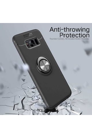 Samsung Galaxy Uyumlu S8 Kilif Yüzüklü Tam Korumali Silikon Kapak 417332609