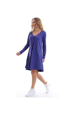 Self Clothing Kadın Tunik Elbise Düğmeli Yan Yırtmaçlı Mor