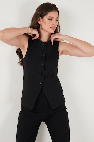 Lela Regular Fit Bisiklet Yaka Kolsuz Düğmeli Basic Bluz Bayan Yelek 65200004 Siyah