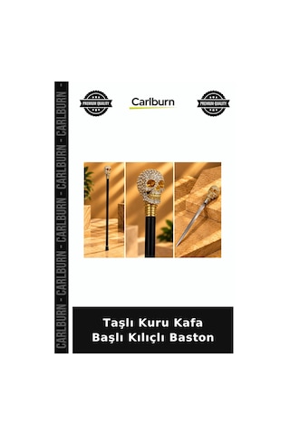 Özel Seri Taşlı Kuru Kafa Başlı Kılıçlı Baston Sergi Nostalji Farklı
