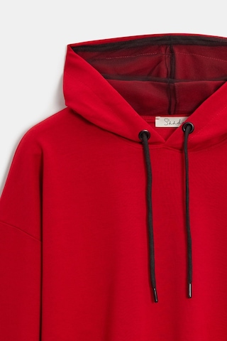 Sââde Kadın Oversize Kapüşonlu Basic Hoodie Sweatshirt Kırmızı