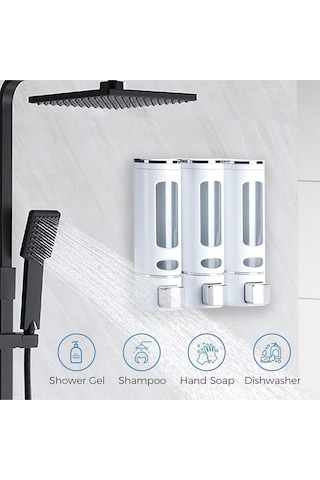 Dln Shop 3 Adet Sıvı Sabunluk 400 Ml Duvara Monte Duş Sabun Şampuan Dispenseri Mutfak Banyo Sabunluğu D-52 Beyaz