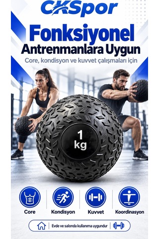 Ckspor 1 Kg Zıplamayan Sağlık Topu Slam Ball Crossfit Fitness Fonksiyonel Antrenman Ağırlık Topu
