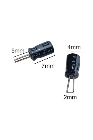 1000 Adet 10uf 16v Kısa Bacaklı Elektrolitik Kondansatör 4x7mm Bacaklar Arası 2mm Bacak Uzunluğu 5mm