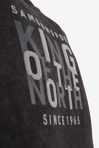 King Of The North Baskılı Kapüşonlu Oversıze Sweat Füme