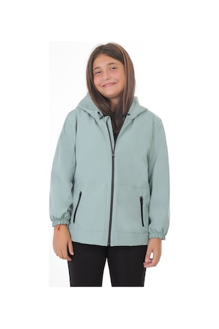 Kız Çocuk Mint Yeşili I Çi Astarlı Su Ve Rüzgar Geçirmez Kapüşonlu Çift Fermuarlı Cepli Yağmurluk Mint Yeşili
