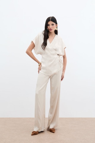 Sateen Cepli Bol Pantolon - Bej-136042 Bej