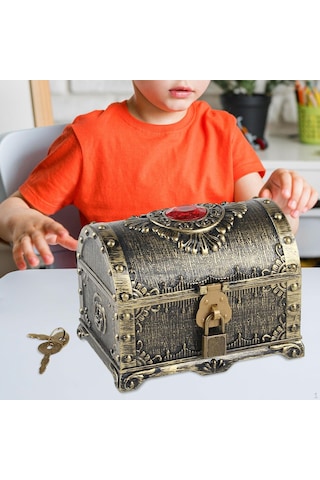 Bronz Maceracı Hazine Kutusu Korsan Sahne Takı Çok Fonksiyonlu Antika Sandık