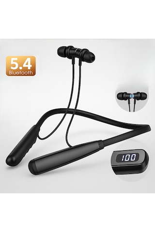 Qasul 100 Saat Şarj Kapasiteli Lcd Şarj Gösteli Sporcu Bluetooth Kulaklık