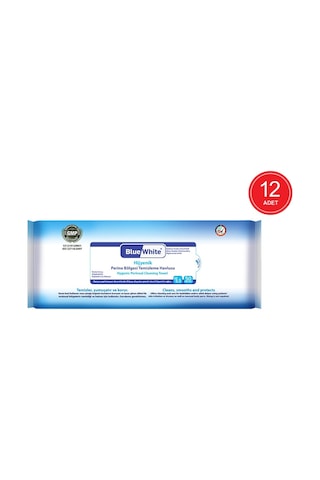 Blue White Hijyenik Perine Bölgesi Temizleme Havlusu 12 X 50'Li
