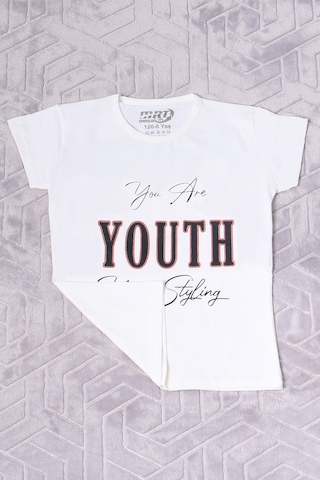 Hçm Kız Çocuk Tshirt Youth Baskılı Bisiklet Yaka C39 Gri
