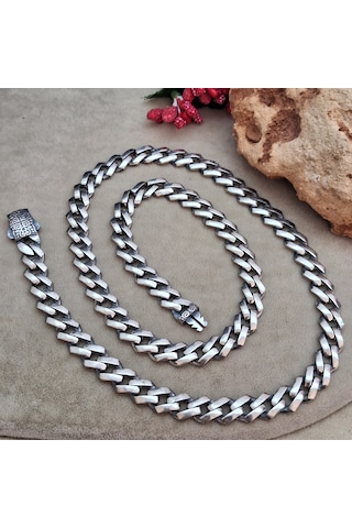 925 Ayar Gümüş Özel Kutu Kilitli Gurmet Model Erkek Kolye 8.5 Mm