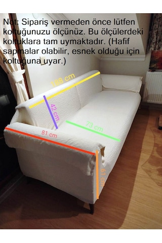 1adet Jakarlı Outlet Krem Streç Kaplama Maxi Çekyat Koltukörtüsü Krem