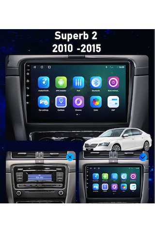 Skoda Süper B 2010-2015 Android Multimedya 2/32gb Carplay 10'' Hd