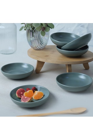Keramika Mat Yeşil Halka Çerezlik/sosluk 13 Cm 6 Adet 322 Çok Renkli