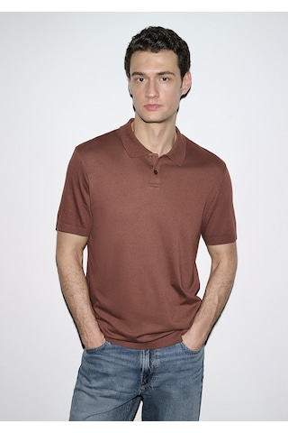 Mavi - Kahverengi Tencel Modal Karışımlı Polo Tişört 0613163-70250 Kahverengi