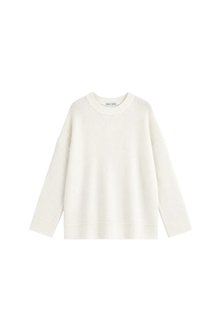 Vadon 1039 Kadın Salaş Yumuşak Dokulu Oversize Basic Triko Kazak Beyaz