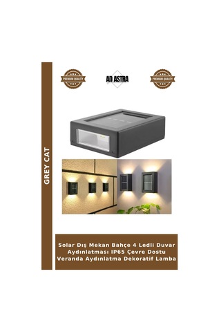 Solar Dış Mekan Bahçe 4 Ledli Duvar Aydınlatması Ip65 Çevre Dostu Veranda Aydınlatma Dekoratif Lamba Diğer