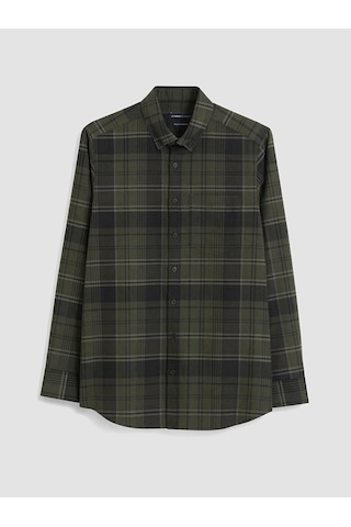 Lcwaıkıkı Classic Haki Regular Fit Ekose Erkek Gömlek