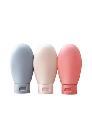 Mucit Home 3'lü Doldurulabilir Çantalı Seyahat Tipi Şişe Seti Boş Krem Şişesi 60ml