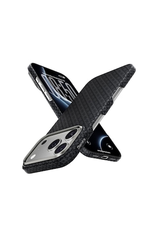 Apple iPhone Uyumlu 18 Pro Kılıf M-safeli Benks Armorair Armorgrid Yüksek Kamera Çerçevesi C1 Kevlar Karbon Siyah