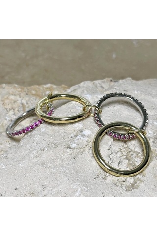 4'lü Gold-pembe Yüzük Çok Renkli