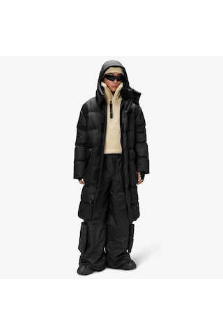 Rains Alta Long Puffer Erkek Siyah Mont