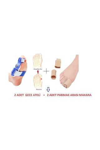 Halluks Valgus Gece Ateli Mavi + Parmak Arası Makara Ayak Kemik