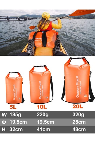 Mufunye 10 Litre Turuncu Su Geçirmez Torba: Telefon Kılıfı Ve Ayarlanabilir Askı İle, Kayak, Kamp, Yürüyüş, Yüzme İçin