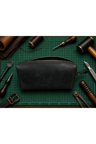 Vintage Leather Craft Hakiki Deri Erkek Çantası Siyah