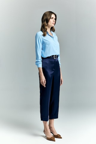 Lisa Saten Duble Paça Pantolon - Lacivert-137243 Lacivert