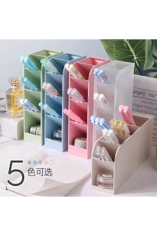 Geeroyoo Yeşil Plastik Çok Bölmeli Üniversite Öğrenci Masaüstü Kalem Organizasyonu Tutucu - Modern Minimalist Stili