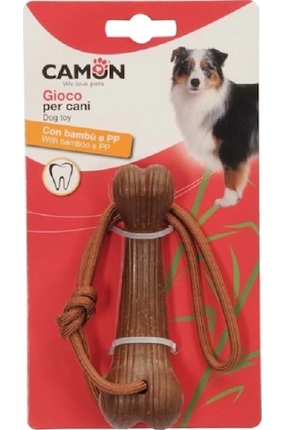 Camon Pp, Bambu Ve İpten Eğlenceli Kemik Şeklinde Köpek Oyuncak 16,5 Cm