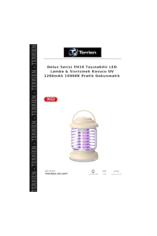 Delux Serisi Yh10 Taşınabilir Led Lamba & Sivrisinek Kovucu Uv 1200mah 10000k Pratik Dokunmatik