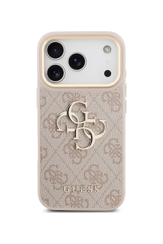 Apple Uyumlu iPhone 17 Pro Kılıf Guess Lisanslı 4g Büyük Metal Logolu Kalın Askılı Kapak Pembe Pembe