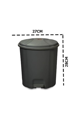 Motek Elit Pedallı Plastik Çöp Kovası İç Kovalı 6 Lt Antrasit Siy
