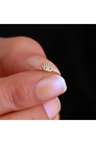 14 Ayar Altın Kirpik Göz Tragus Piercing Sarı