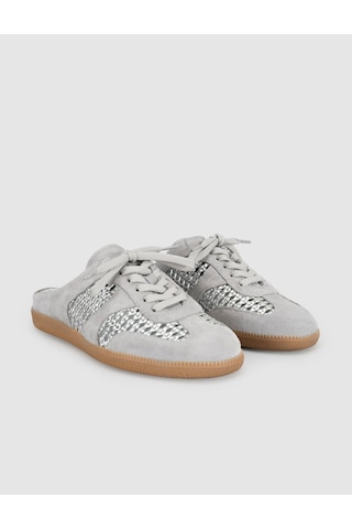 Gri Süet Deri Kadın Mule Sneaker