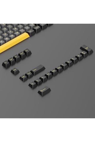 Mekanik Klavye Pbt Çift Baskı Keycap Seti Siyah -gri -sarı 128 Tuşlu Keycap
