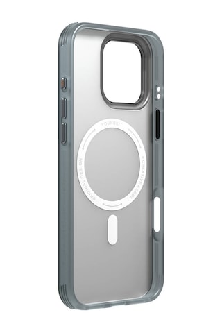 Apple iPhone 16 Pro Max Uyumlu Kılıf Magsafe Şarj Özellikli Youngkit Literary Serisi Classic Kapak Gri