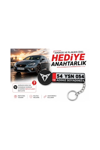 Cupra Logolu Ve Plakalı Anahtarlık , Kişiye Özel - Hediyelik Cupra Araç Plaka Anahtarlık - Plakalık