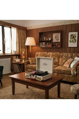 Midex Mtx-101wh Nostaljik Retro Pikap Plak Çalar Şarjlı Bluetooth Aux Hoparlörlü 3 Devir İğne Dahil