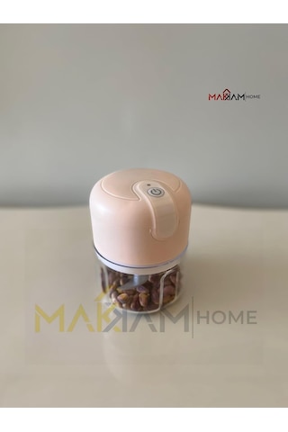 Makkam Home / 3 Bıçaklı Şarjlı Mini Doğrayıcı, Pratik Rondo, Kablosuz Mutfak Robotu, Şarjlı El Rondosu Pembe Diğer