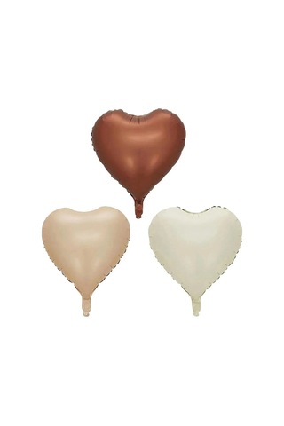 Retro Balon Krem, Bej Ve Karamel Kalp Balon Retro Balon Kahve T